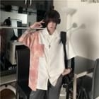 Elbow-sleeve Tie Dye Panel Shirt