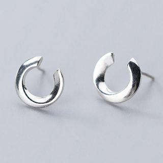 925 Sterling Silver Open Hoop Earring S925 Silver Stud - 1 Pair - Silver - One Size