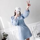 Balloon-sleeve Pintuck-front Dress