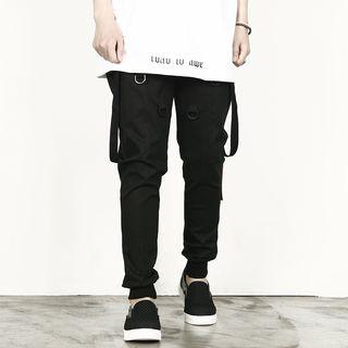 Buckled-strap Trim Harem Pants