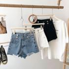 High-waist Double-breasted Shorts/ Hot Pants