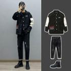 Two-tone Loose-fit Jacket / Long-sleeve Two-tone T-shirt / Distressed Jeans
