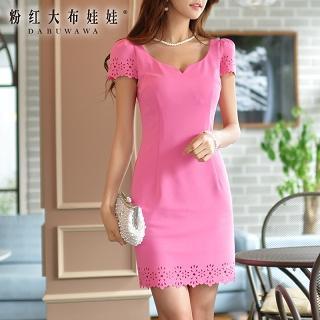Short-sleeve Cutout Sheath Dress