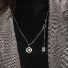 Alloy Embossed Cat Pendant Necklace Silver - One Size