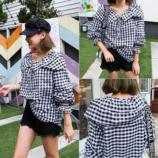 Frilled-detail Gingham Blouse