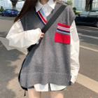 Paneled Knit Vest Gray - One Size