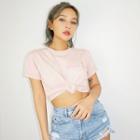 Rose-embroidered T-shirt