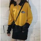 Lettering Zip Collar Pullover Yellow - One Size
