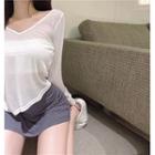High-waist Plain Split Mini Skirt
