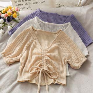 Drwstring V-neck Crop Top