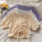 Drwstring V-neck Crop Top