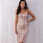 Spaghetti-strap Sequined V Neck Dress