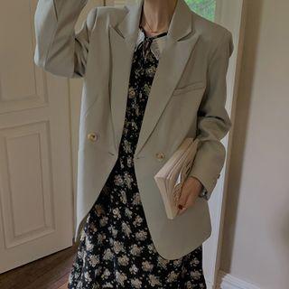 Long-sleeve Lapel Single-breasted Plain Blazer