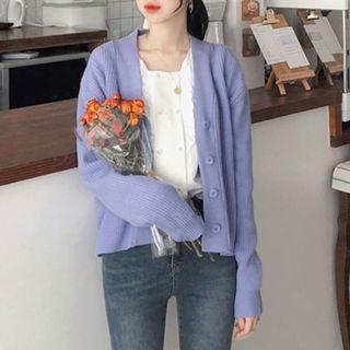 V-neck Cardigan Light Purple - One Size