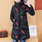 Patterned Hooded Padded Zip Coat