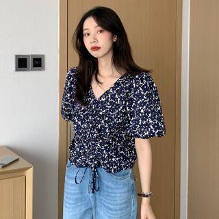 V-neck Floral Oversize Blouse