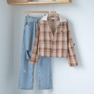 Plaid Blazer / Straight Fit Jeans