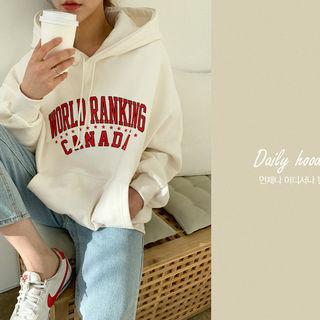 Letter Print Kangaroo-pocket Hoodie