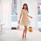 Frill-sleeve Tie-waist A-line Dress