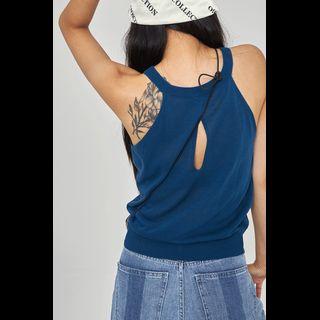 Halter Slit-back Knit Top