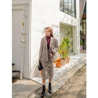 Single-breasted Checked Herringbone Jacket