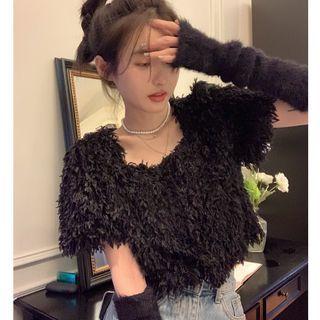 Short-sleeve Fringed Cropped Jacket