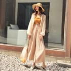 Spaghetti-strap Crop Top / Wide-leg Pants / Light Jacket