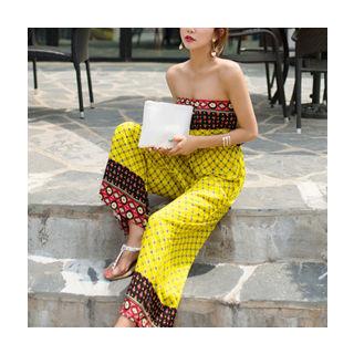 Tube-top Pattern Jumpsuit