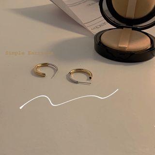 Two-tone Half Hoop Earring 1 Pair - Gold - One Size