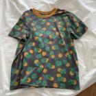 Short-sleeve Floral Print T-shirt Gray & Green - One Size