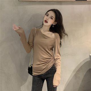 Asymmetric Drawstring Long-sleeve Top