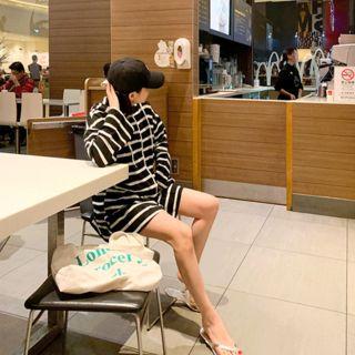 Set: Striped Hoodie + Band-waist Shorts