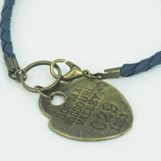 Blue Leather Charms Bracelet One Size