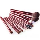 Set Of 12: Makeup Brush Wine Red - One Size