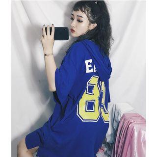 Short-sleeve Lettering Hooded T-shirt Dress