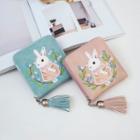 Rabbit Embroidered Tassel Zip Wallet