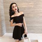 Off-shoulder Short-sleeve Mini A-line Dress