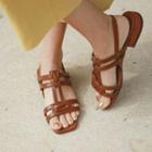 Stitched Faux-leather Strappy Sandals