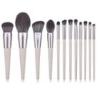 Set Of 12: Makeup Brush T-12-077 - Set Of 12 - Gray & Silver - One Size