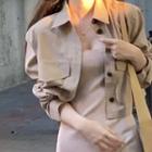 Button-up Jacket / Sleeveless Bodycon Dress