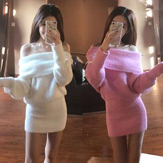 Off-shoulder Mini Bodycon Sweater Dress