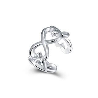 Simple Romantic Heart-shaped Adjustable Open Ring Silver - One Size