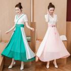 Traditional Chinese Short-sleeve Chiffon A-line Dress
