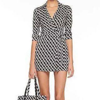 Patterned Wrap-front A-line Dress