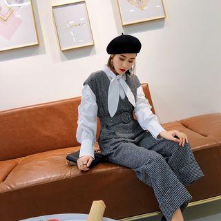 Houndstooth Sleeveless Wide-leg Jumpsuit