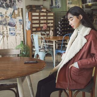 Notched-collar Faux-shearling Jacket