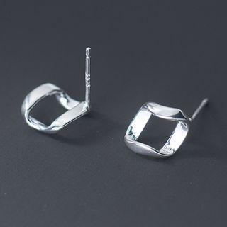 Twisted Sterling Silver Earring 1 Pair - S925 Silver - Silver - One Size