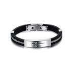 Simple Fashion Cross Geometry 316l Stainless Steel Silicone Bracelet Silver - One Size