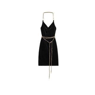 Halter Mini A-line Dress / Waist Chain