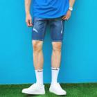 Drawstring-waist Distressed Slim-fit Denim Shorts